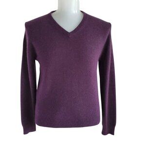 Grant Thomas Cashmere Sweater 2 Ply Deep Purple V-Neck Size M
